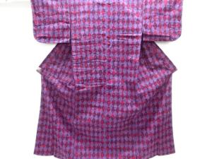 アンティーク　真岡木綿　葉模様着物